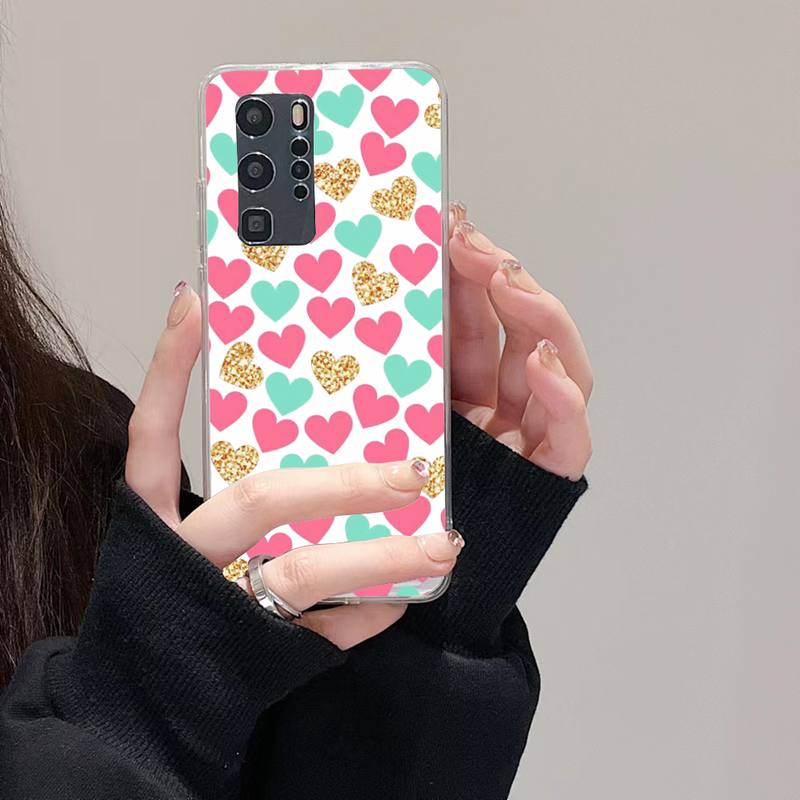 Loving Heart Ripple Phone Case For Huawei Mate P10 P20 P30 P40 P50 Smart Z Honor 50 60 70 Pro Lite Transparent Case