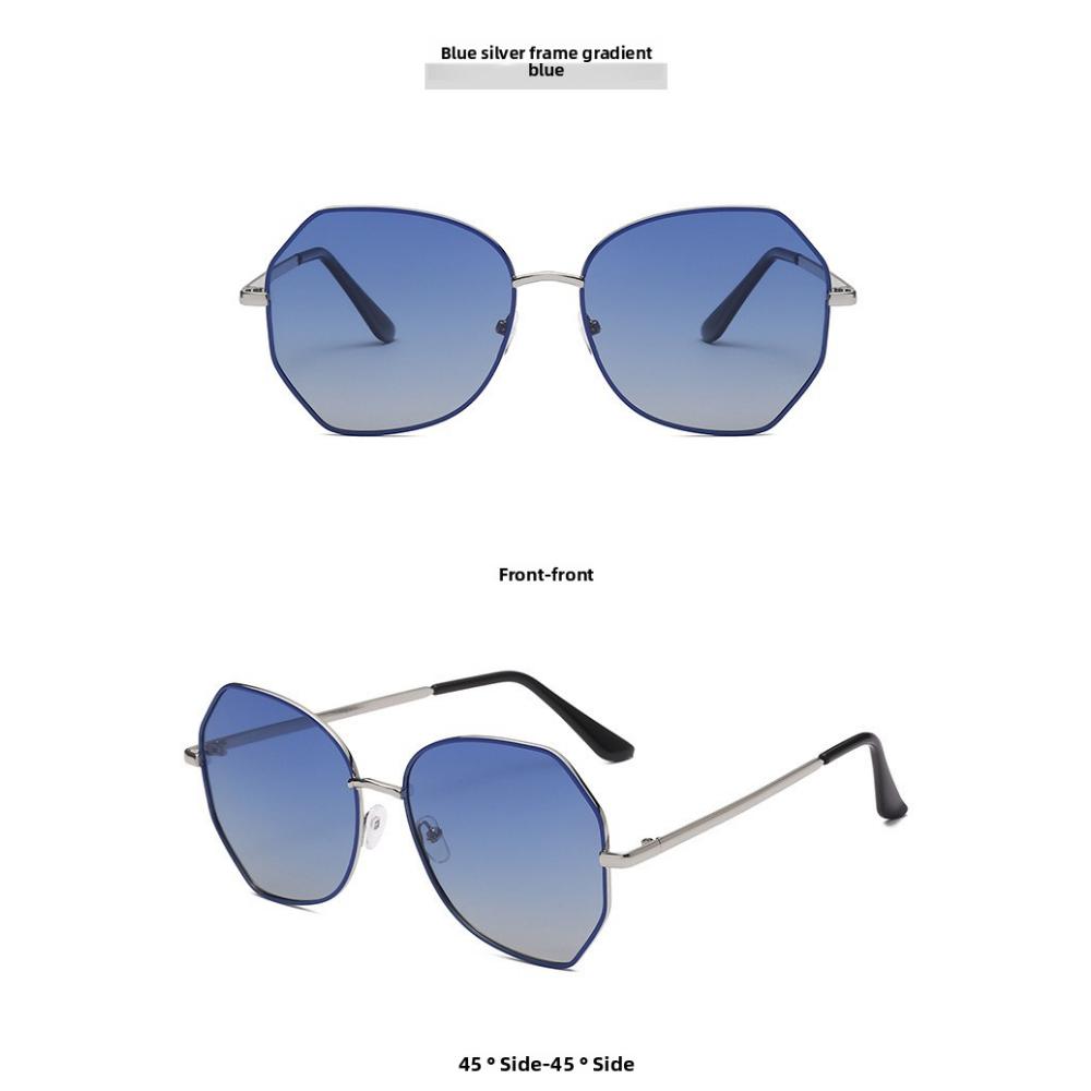 Sunglasses Female Korean Version Tide Shading Polarized Ins Sunglasses Fashion Polygonal Large Frame High Definition UV Protection Glasses