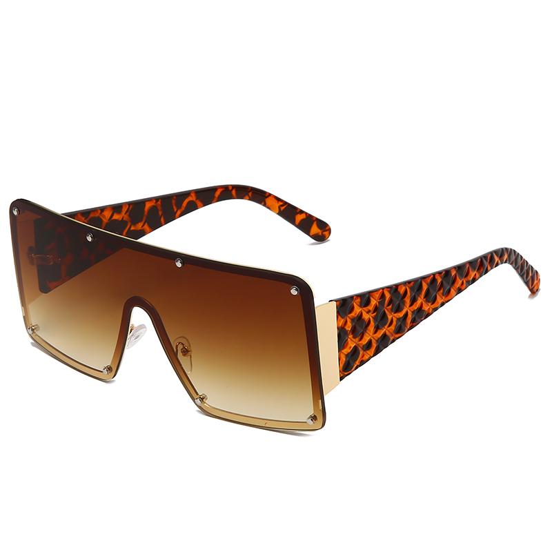 NWOGLSS 58287 Colorful Metal Square Oversized Fashion Conjoined Sunglasses