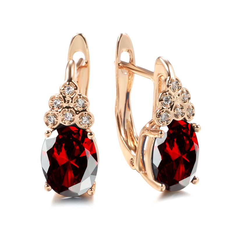 Oval Cut White Blue Multicolor Purple Zircon Full Inlay Earrings for Women Wedding Jewelry Dangle Accessories Valentine's Day Gift