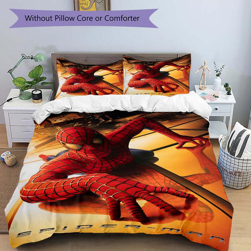 Spiderman Hero Print 3Pcs Bedding Setduvet Cover With 2 Bedropillowcase Home Birthday Gift