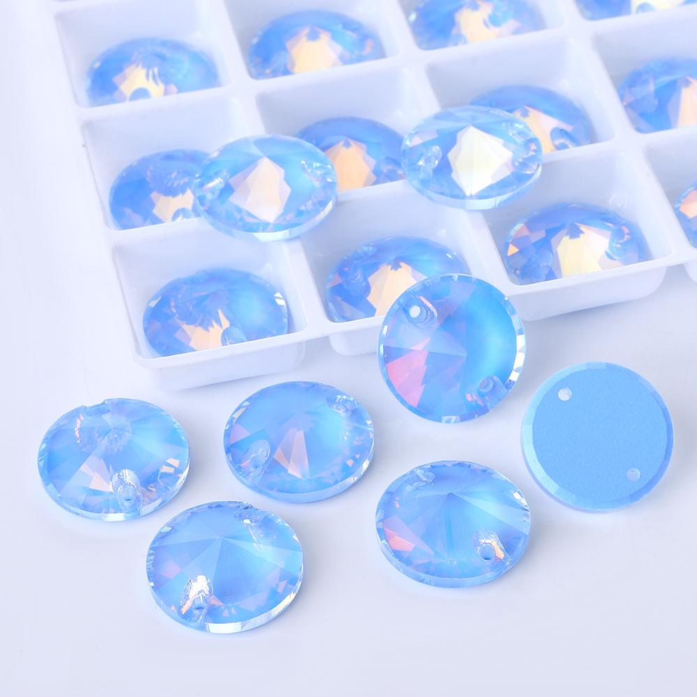 High Quality Rivoli 80+ Colors Rhinestones Crystal AB Sew-on Glass Gems Clothing Flatback Sewing Stones Women Bling Bling Shine