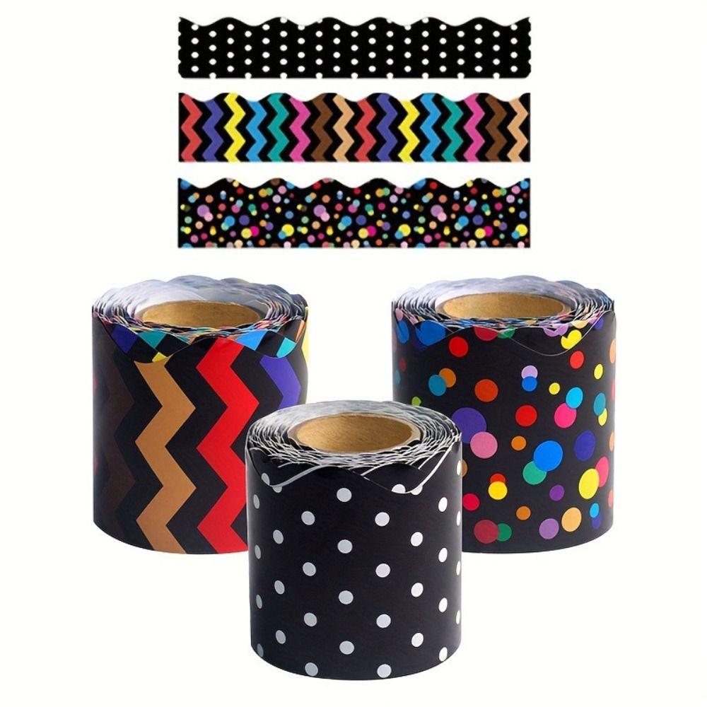 Colored Wavy Edge Paper DIY Wall Decoration Poster Border Stickers  for Classroom Board Home Party