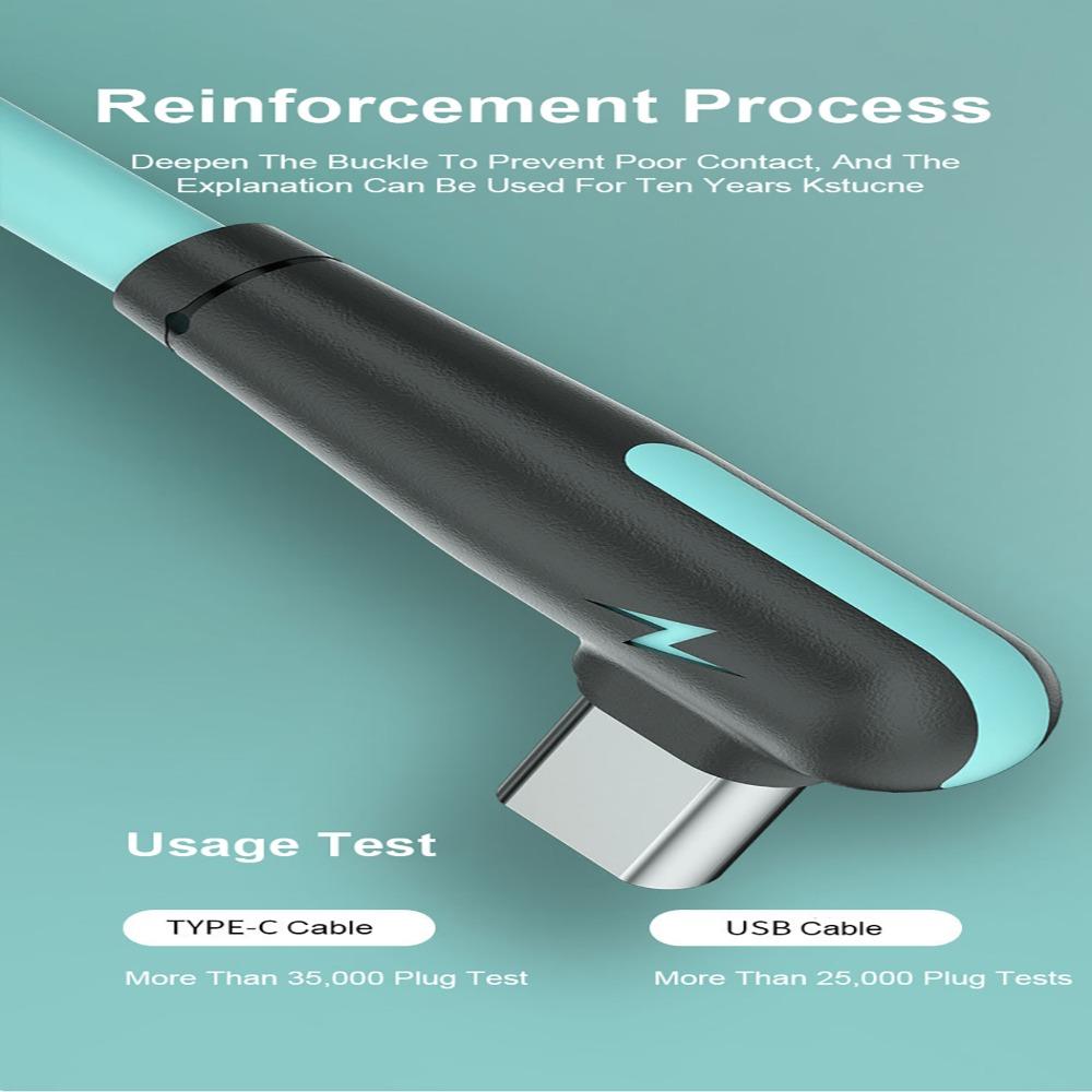 Data Cable 5A Type C Cable Fast Charging Cord 90 Degree Charger Cable Soft Silicone USB C Cable