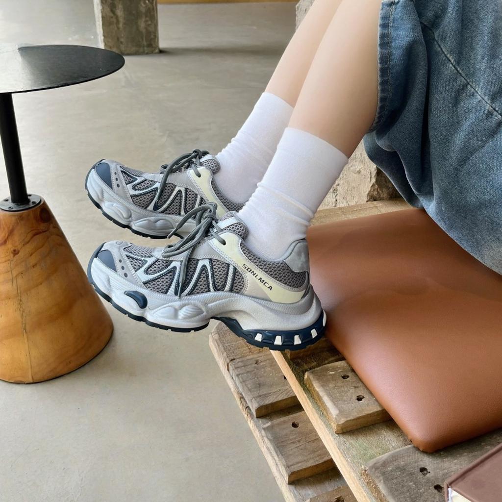 Thick-soled Heightening Dad Shoes Women's 2025 New Versatile Breathable Casual Sports Shoes Running Shoes Ins Trendy Shoes Women's Shoes