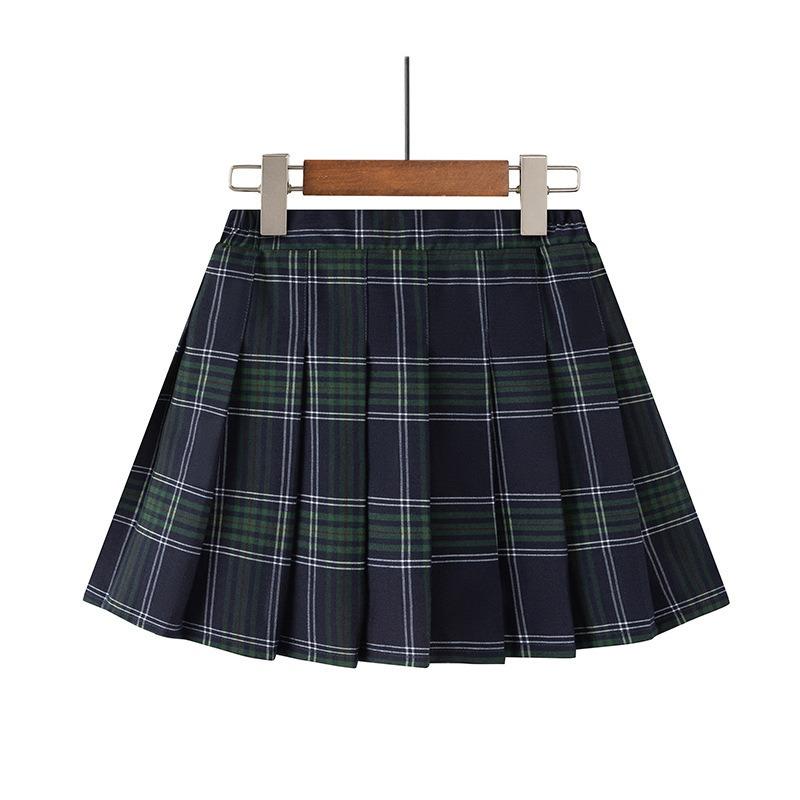 Girl Skirt Pleated School Uniform Teen A Line Pleated Plaid Skirt JK Dance Performance Outfit Kid