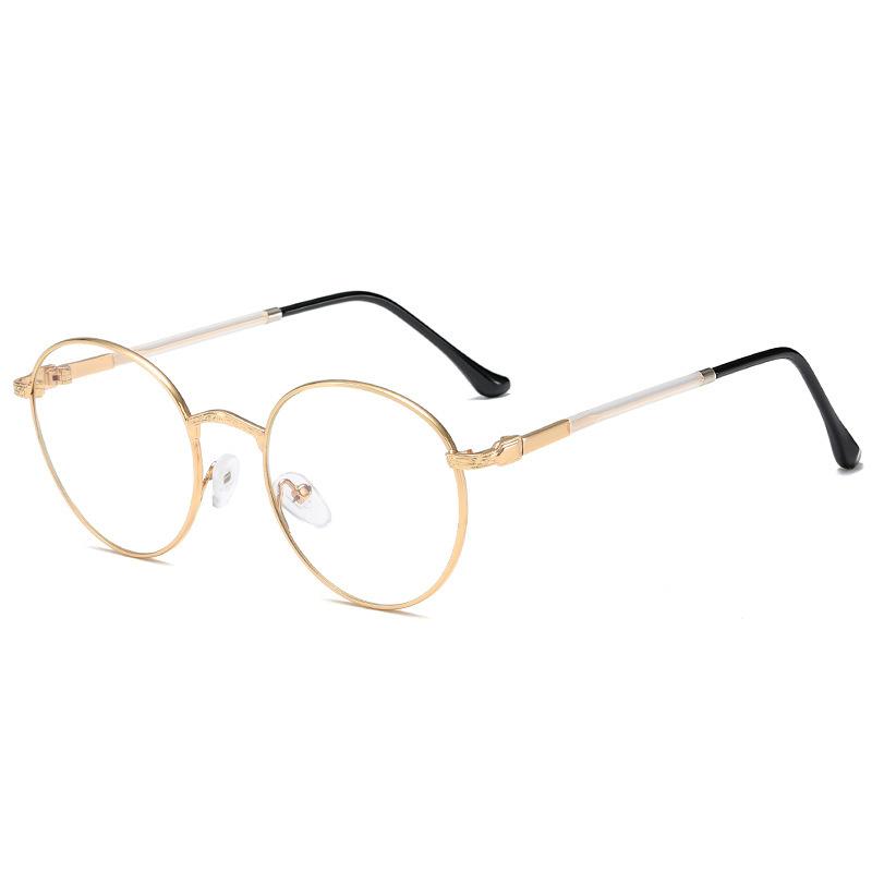 Literary and Retro Flat Glasses, Round Frame Glasses, Men's and Women's Trendy Fashion Can Be Matched with Myopia Frames