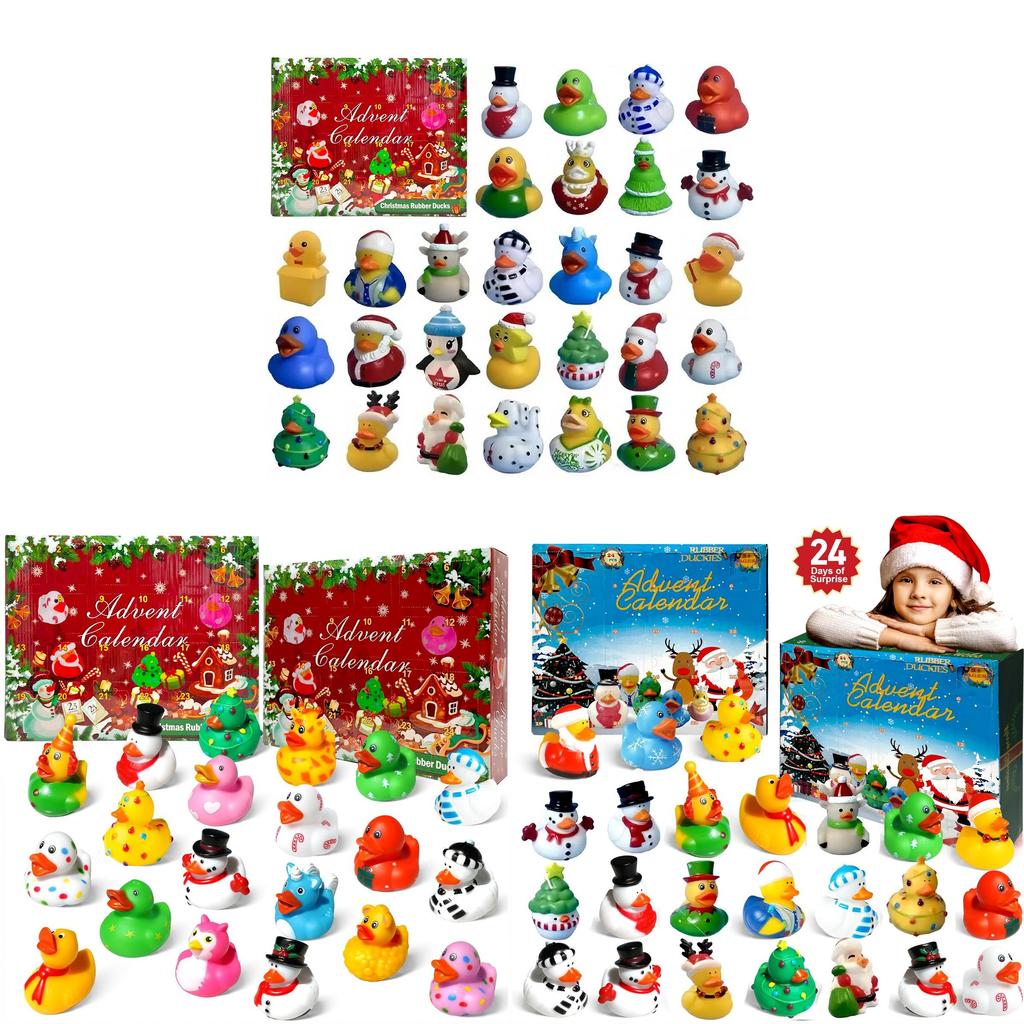 Christmas Kids Bath Toys Set With Squeaky Rubber Ducks For Holiday Play