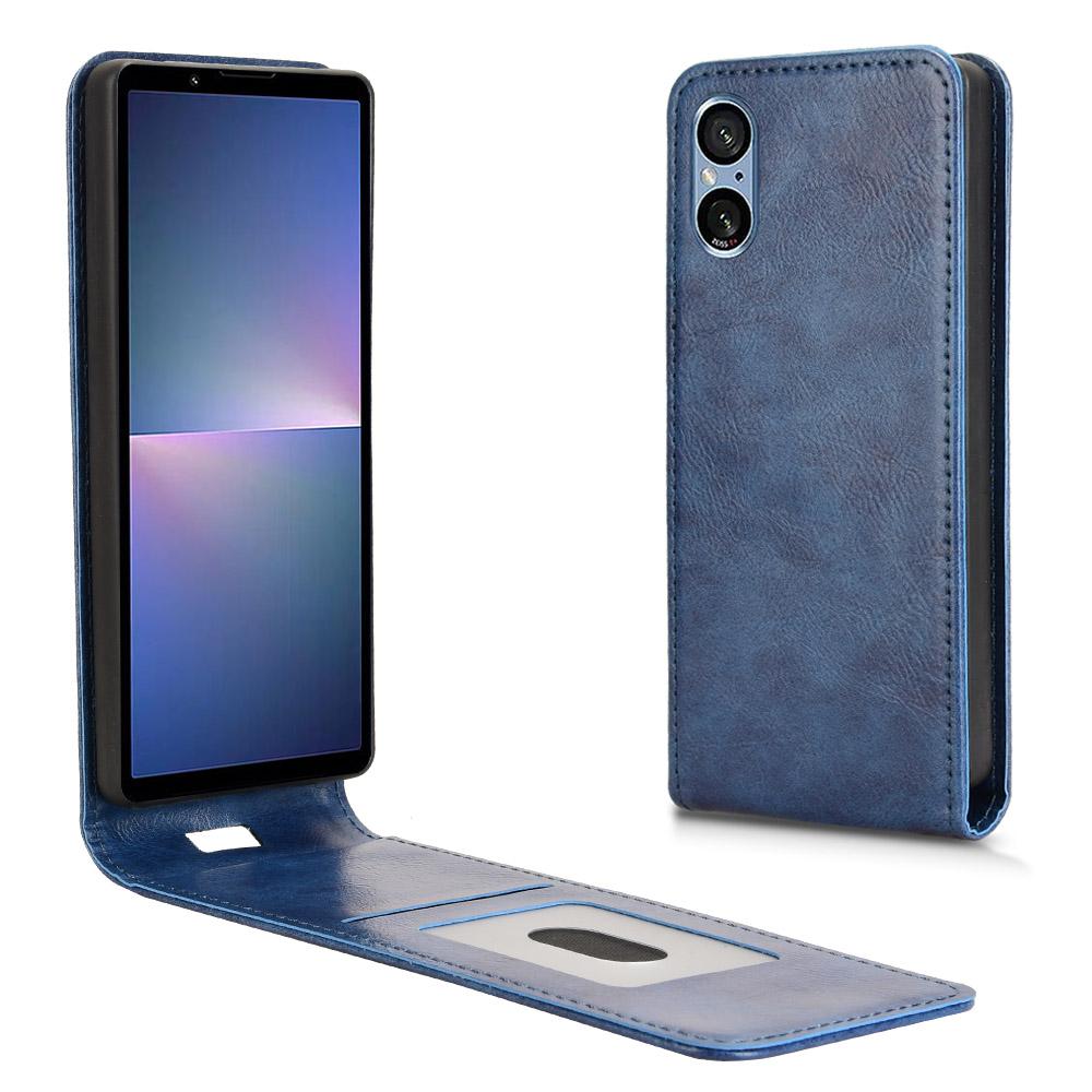 

Для Sony Xperia 5 V Чехол с карманом для карт Магнитный вертикальный флип Кожаный чехол для телефона Dark Blue