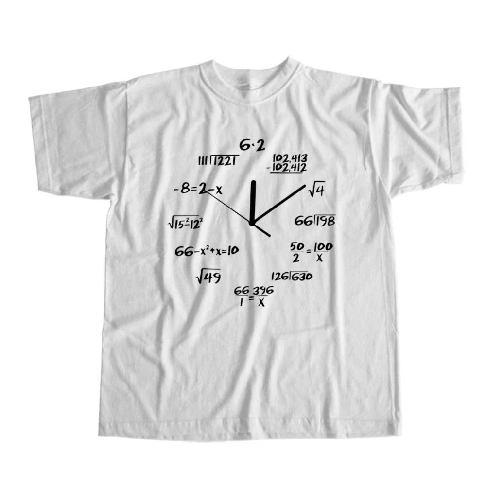 THE COOLMIND  funny math clock print men T shirt casual loose funny men t shirt cool t-shirt men tee shirts tops