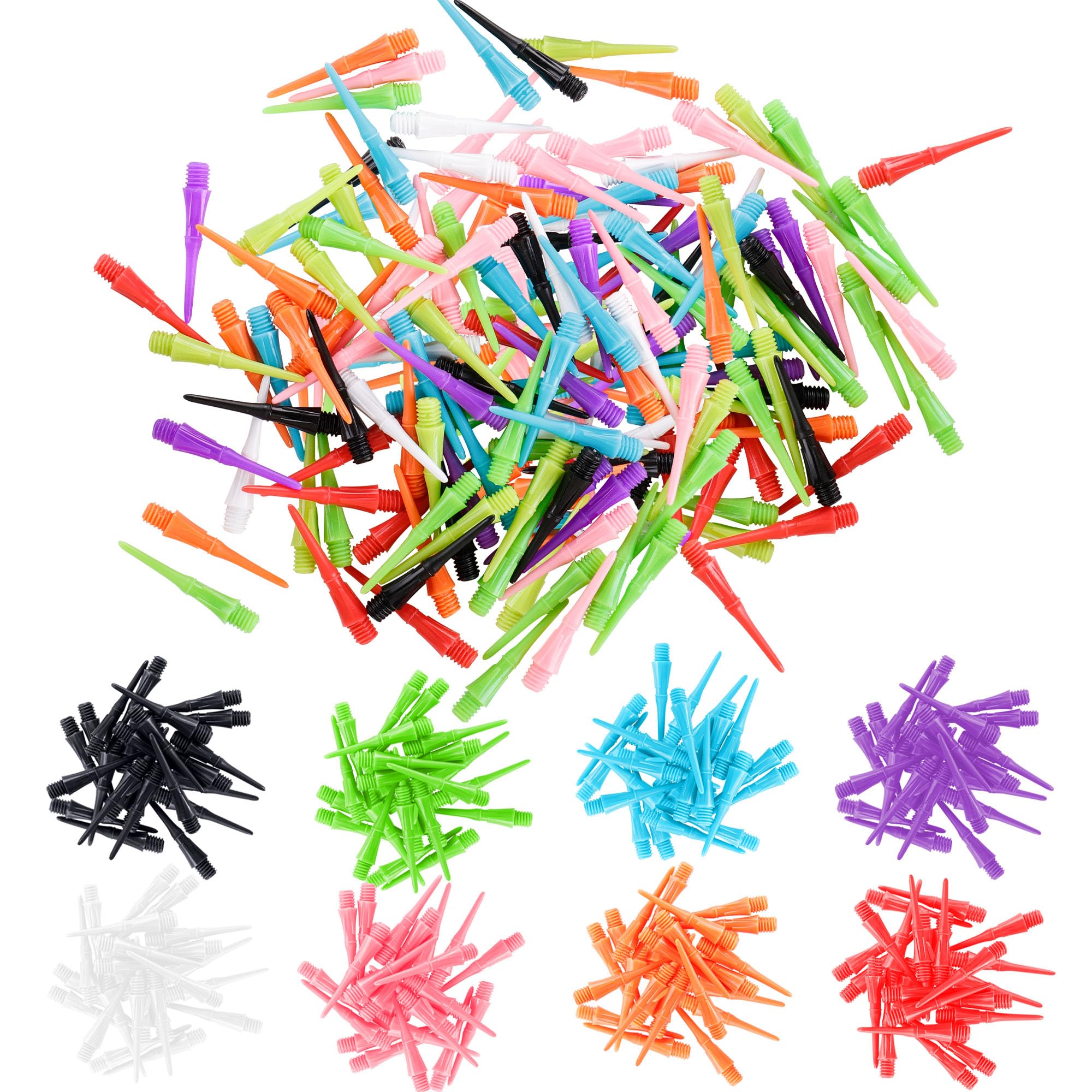 

CyeeLife darts points plastic 100pcs 2BA screw soft dart points soft tips 8 color mix