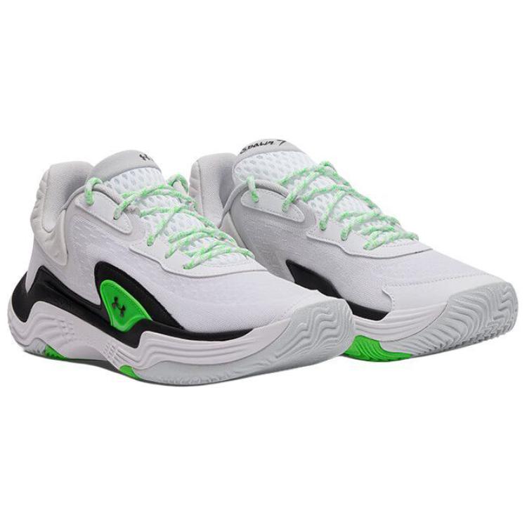 Under Armour Spawn 7 White Green Shock Black Unisex Sneakers 3028461-101