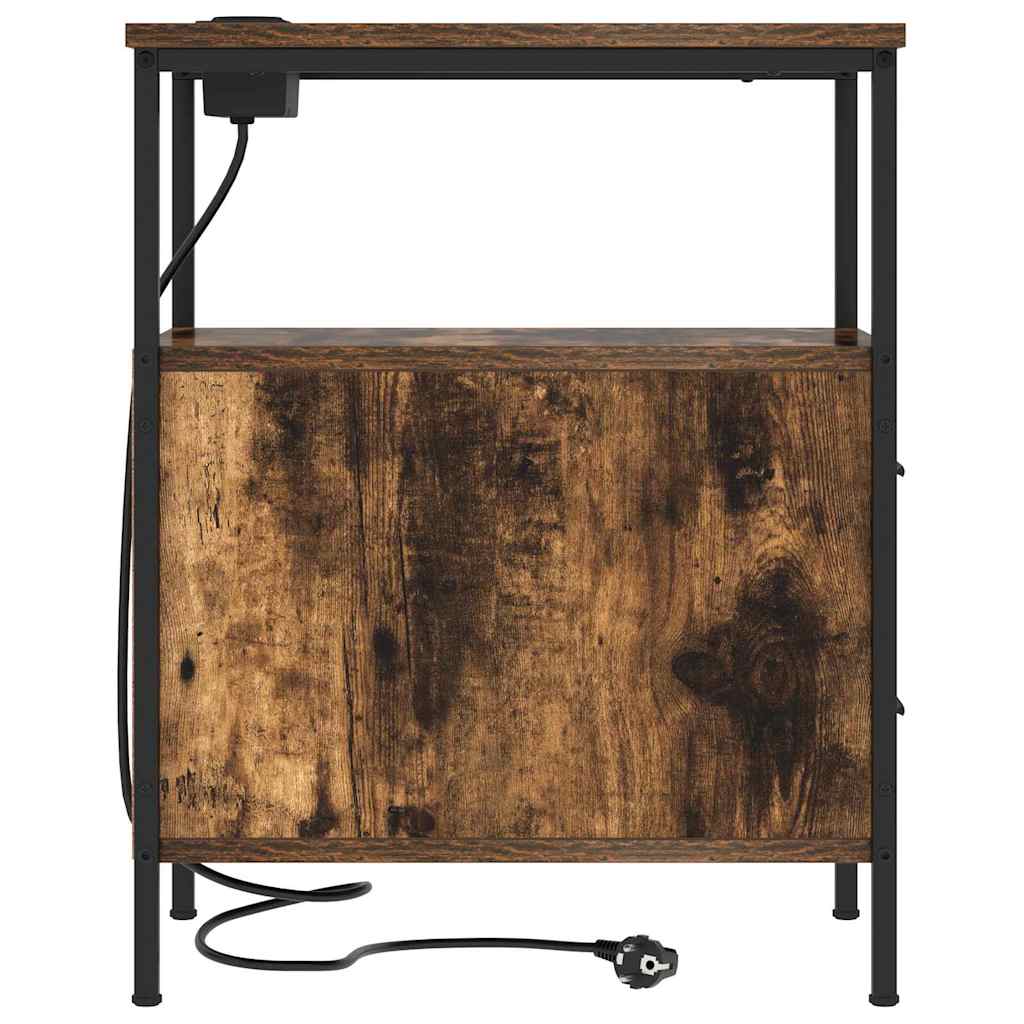 Nightstand Smoked Oak 30 X 48 X 61 Cm Engineered Wood