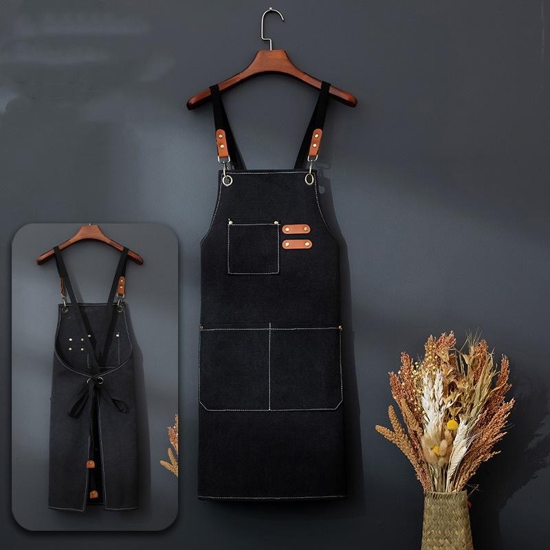 Plátěné kuchyňské zástěry pro ženy Muži Pracovní zástěra šéfkuchaře Na gril Restaurace Bar Obchod Kavárny Krása Nails Studios Uniforma