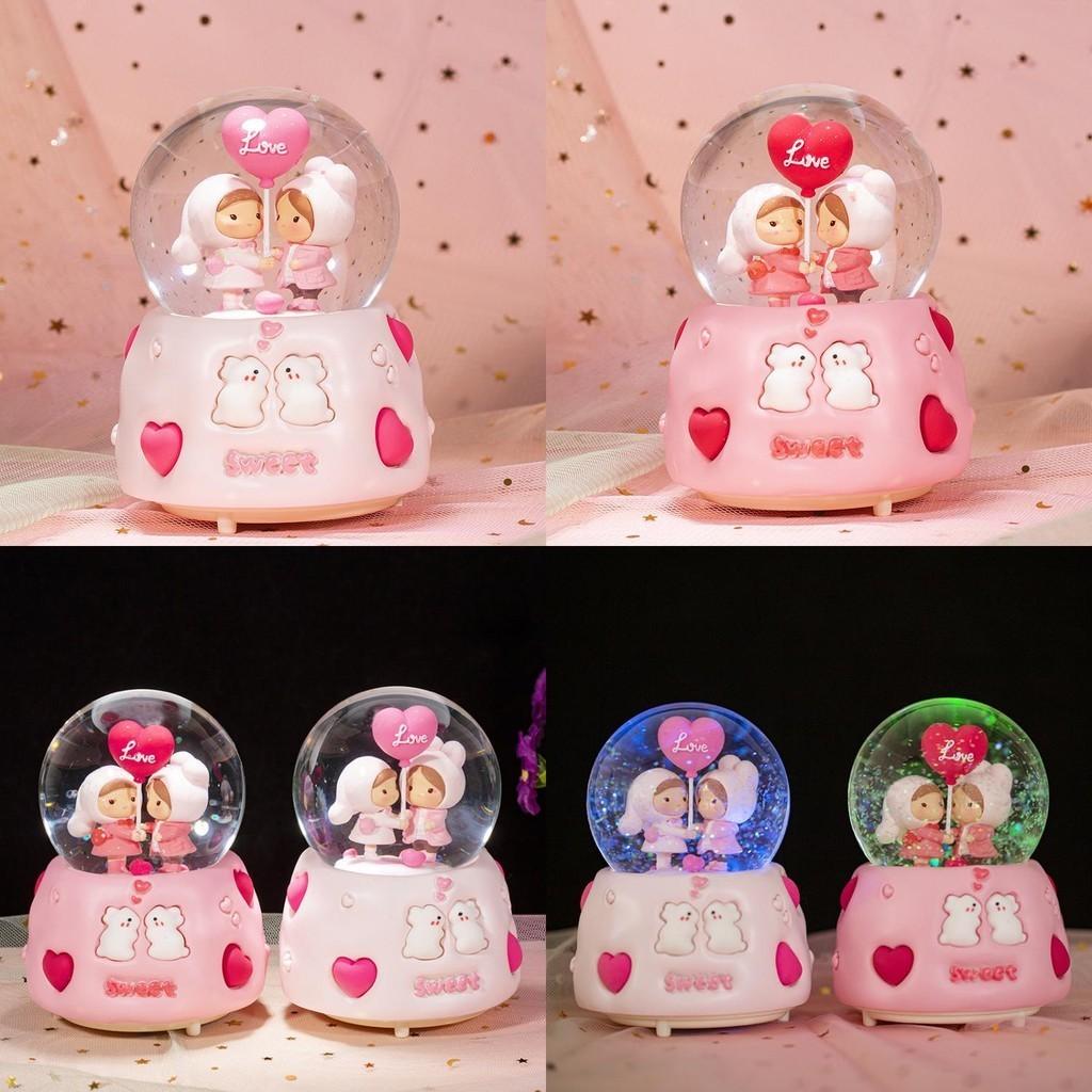 Heart To Heart Snow Crystal Ball Light Music Box Night Light Aaa Electric Battery