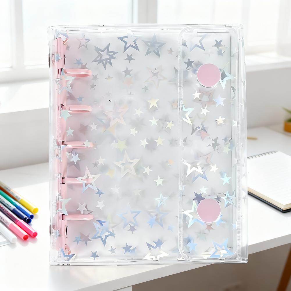 M5 Clear Glitter Star Mini Binder Notebook Diary Kawaii Hand Account Book DIY Postcard Collect Photo Album Stationery