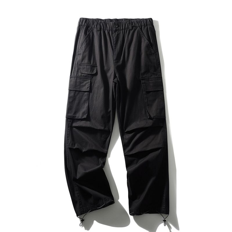 American Wide Leg Cotton Pleat Paratrooper Overalls Men's Outdoor Straight Casual Trousers Foreign Trade Men's Trousers Loose Pants