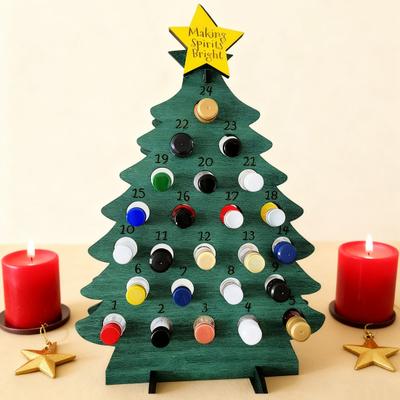 Wooden Christmas Tree Wine Rack 24 Days Advent Calendar Wine Bottle Holder