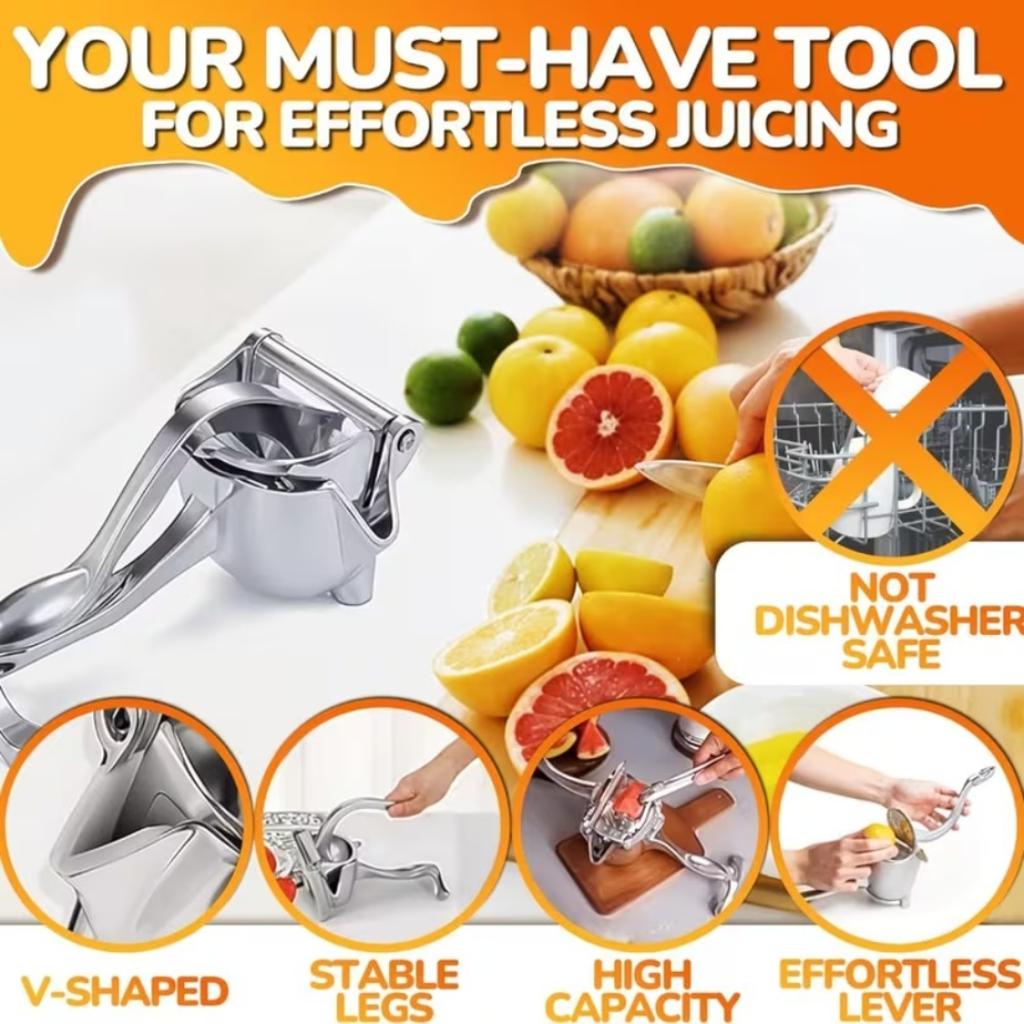 Heavy Duty Manual Metal Fruit Squeezer With Fine Filter, Versatile Juicing Tool For Lemon Orange Apple Watermelon Household Kitchen Use