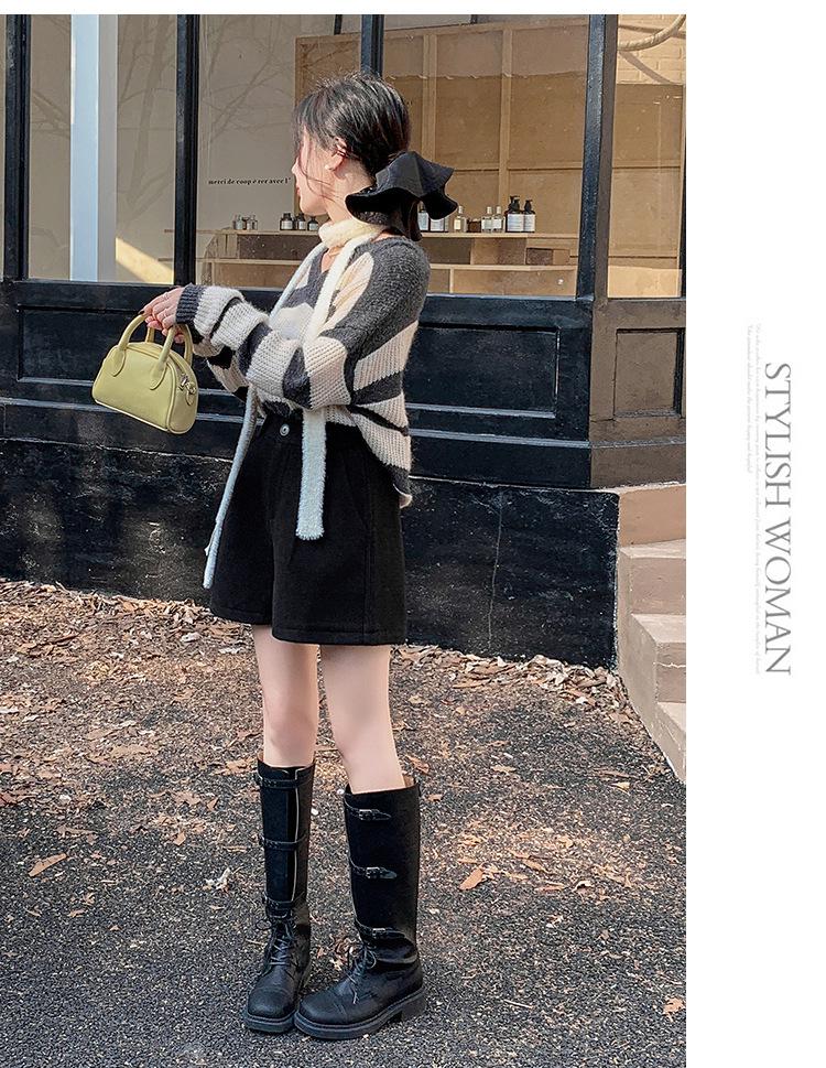 Wool High Waist Wide Leg A-line Pants & Shorts for Women - 2026 Autumn/Winter