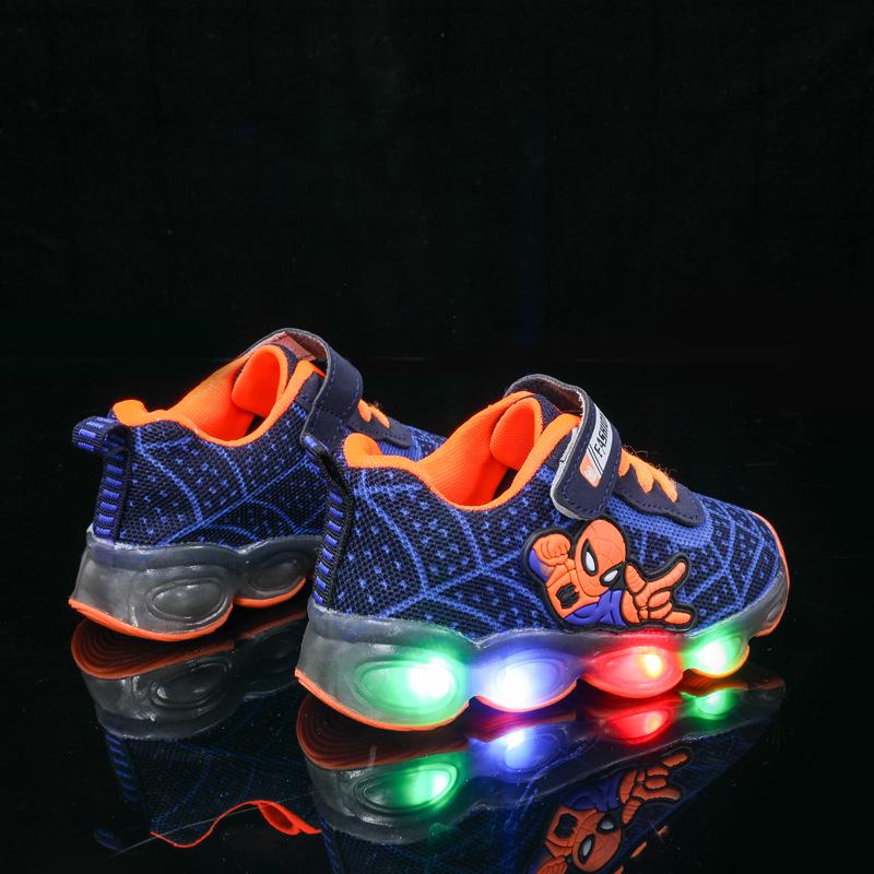 

2022 Light-Up Spider-Man Boys Sneakers - Cartoon Luminous Non-Slip Soft Sole Shoes 33 синій