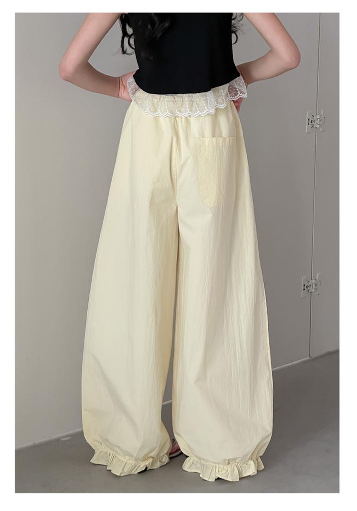 Girls' Summer 2026 New Flower Bud Lightweight Casual Pants, Korean Version Loose Wide Leg Pants for Adults and Children