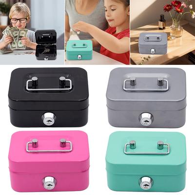 Metal Piggy Bank with Key Lock Money Box 4.53x3.78x2.28inch Coin Container Small Storage Box for Adults and Kids