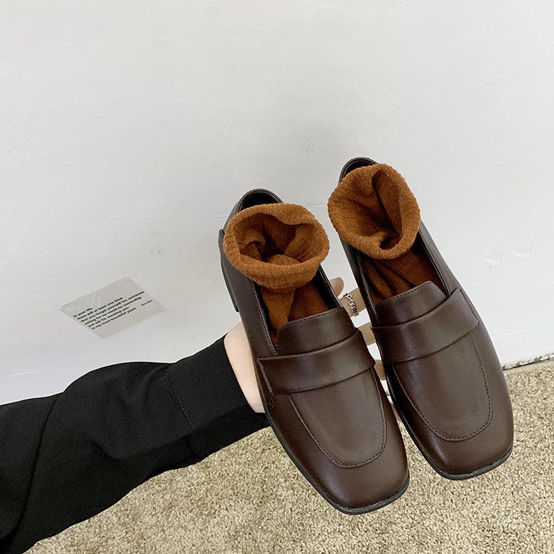 

Маленькие кожаные туфли Женские британские женские туфли Модные туфли Универсальные однобортные туфли Женские туфли на плоской подошве в стиле ретро Лоферы 35 коричневый