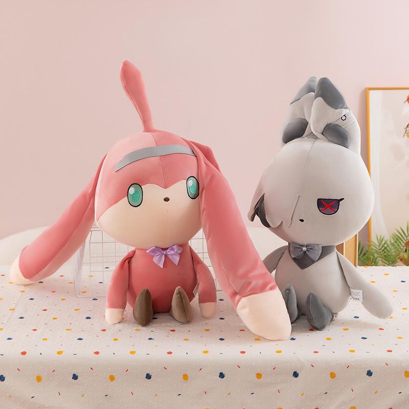 40 cm große Anime-Plüschpuppe Arlecchino Clervie, Genshin Impact-Kaninchen-Cosplay, süßes, weiches Kuschelkissen, Geburtstagsgeschenk für Spielefans