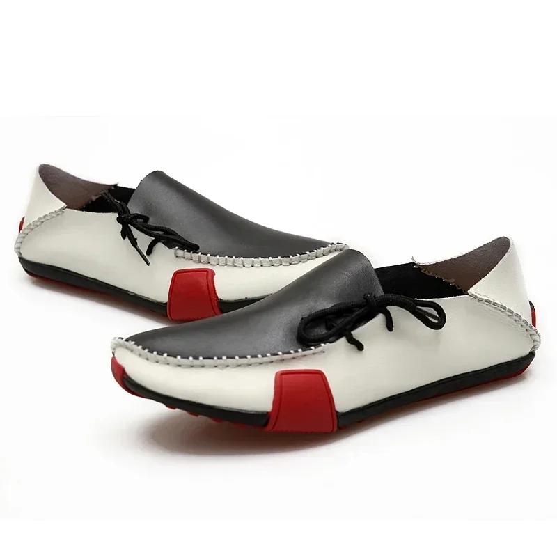 Italian Soft Men Loafers Handmade Moccasins Breathable Slip On Boat Shoes Zapatos Hombre Men Shoes Leather Casual