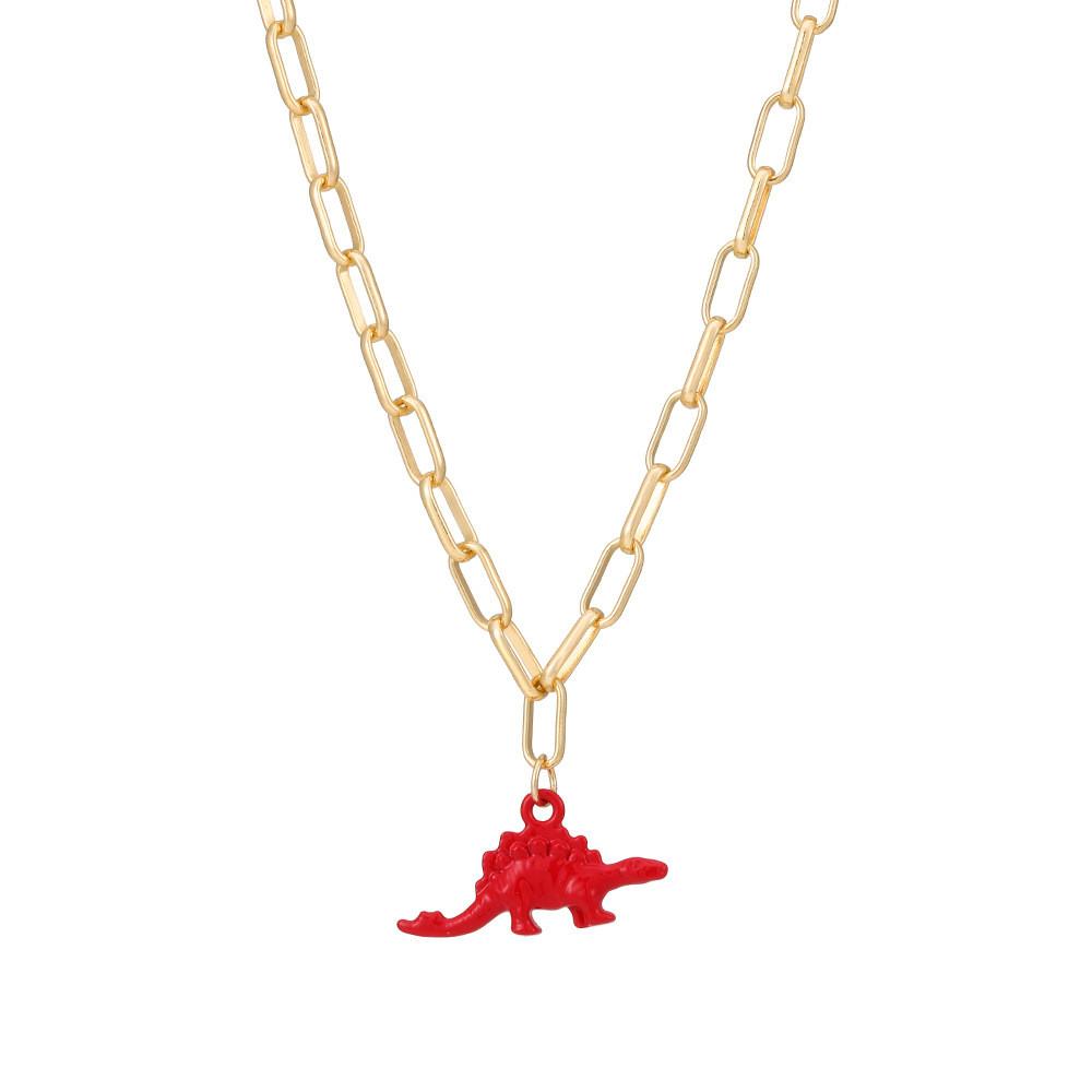 Colorful Dinosaur Artistic Necklace For Women Featuring Unique Animal Design And Elegant Style Alloy
