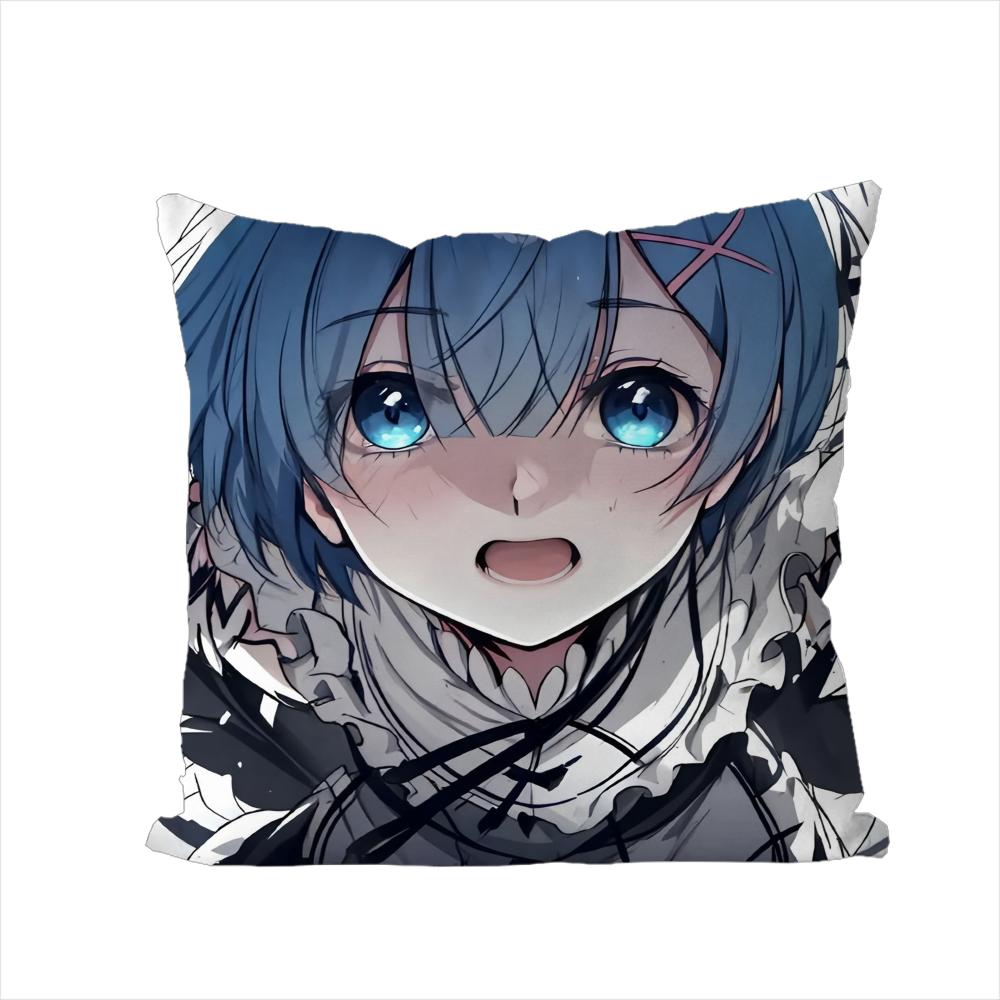 ReZero Rem Pillow Case For Car Sofa Decorative Home Doublesided Print Plush Square Throw Pillow Cushion Cover