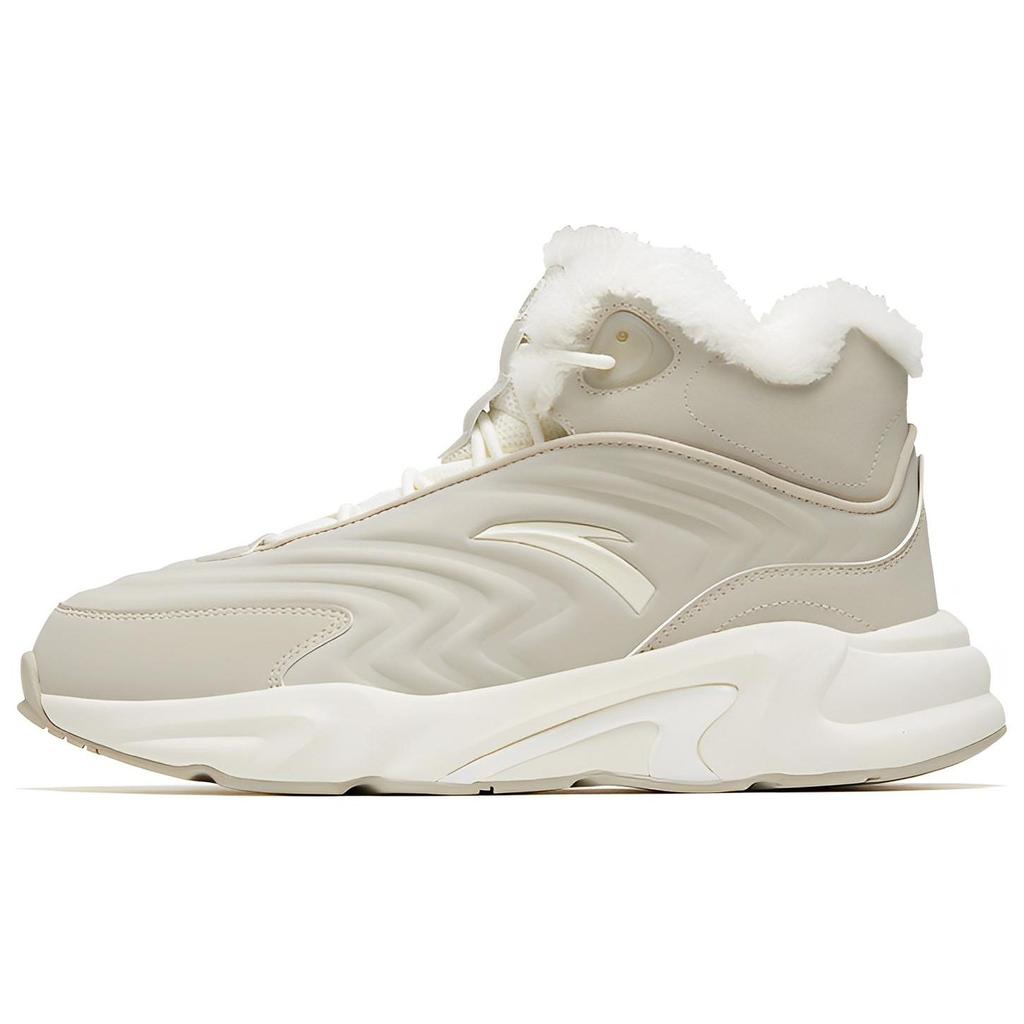 Anta Comfortable Versatile Fleece Lined Non Slip Wear Resistant High Top Casual Shoes Men Casual Shoes Beige 912248935-3