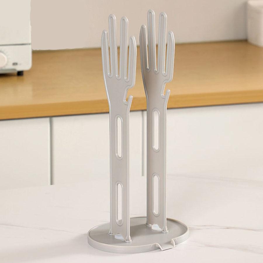 

Glove drying rack, drain rack, hand shaped with hook storage rack, with drain suction cup storage rack серый