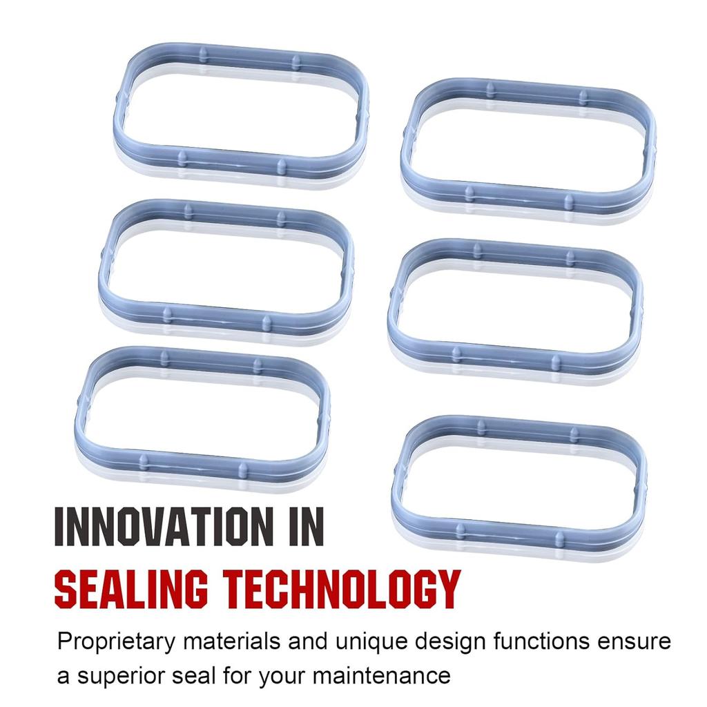 Intake Manifold Gaskets Lower & Upper Gasket Plenum Set Compatible With Dodge Chrysler Jeep Ram 3.6L 184562A 5184331AC #MS97204 MS97205 12Pcs