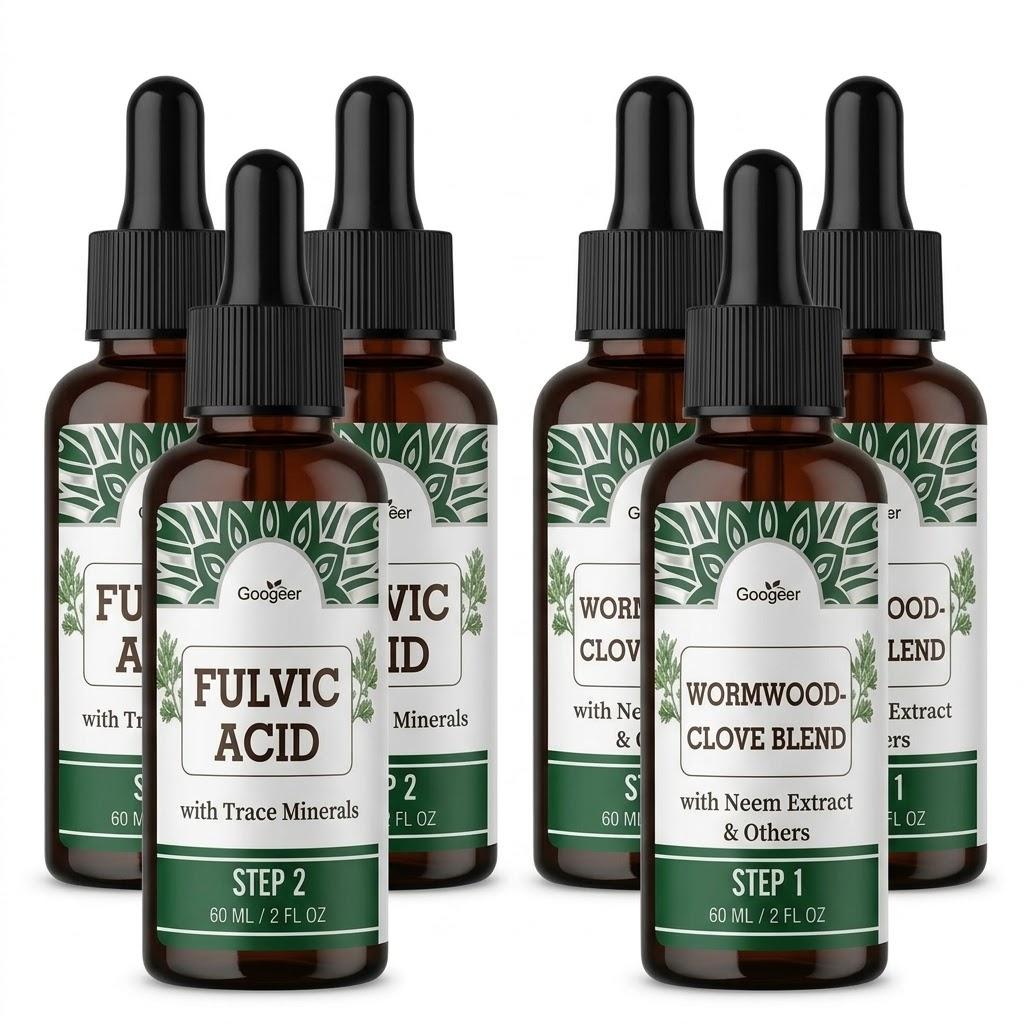 2-Stufen-Darmreinigung & Verdauungsunterstützungs-Kit – Kräuter-Wermut-Tropfen + Fulvosäure & Spurenelemente – 120 ml Gesamt