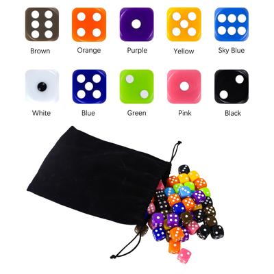 6 Sided Dice Set 50 Pieces 16mm 0.62in Opaque Acrylic Game Dice for Board Games