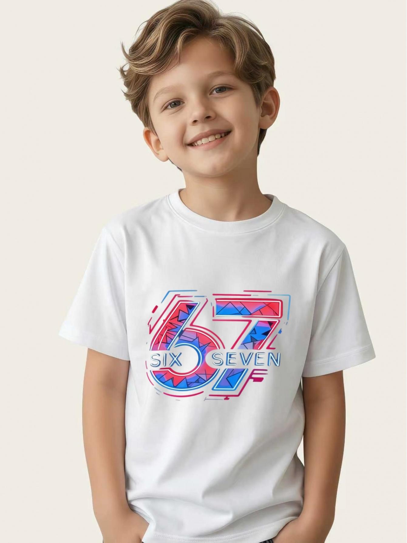 

Technologically colorful children s T-shirts with creative printing boys trendy short-sleeves 160
