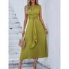 2026 Summer Women's Solid Color Elegant Lace-up Long Dress