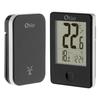 Thermomètre sans fil noir otio 936066 - affichage heure et température - intérieur/extérieur