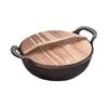 Cast Iron Pot with Lid & Dual Handle Uncoated Skillet Multi-Function Flat Bottom Stir Fry Pan for Gas Induction Cooker