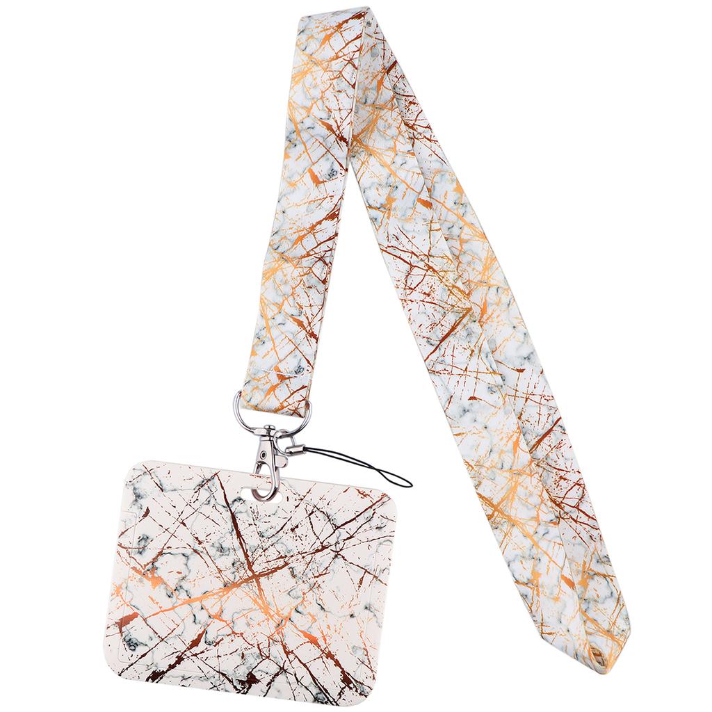 Marble Printing Lanyard For Keychain ID Card Cover Passport Student Cellphone USB Badge Holder Key Ring Neck Straps Accessories