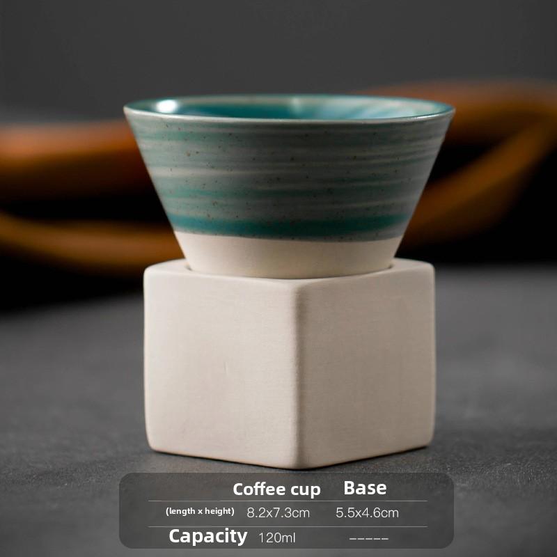 

1 шт. Керамическая чашка для эспрессо, креативная чашка для чая с глазурью ручной росписи и блюдцем, деревенская личная чашка для воды синий