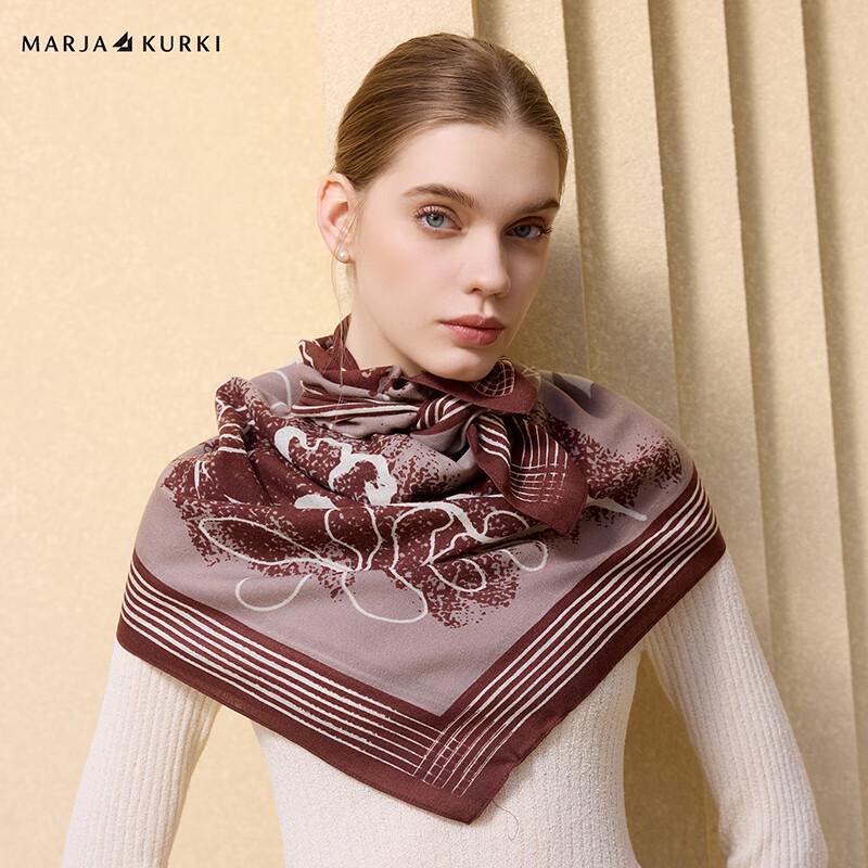 MARJA KURKI Fine-Spun Wool "Dusk Garden" Printed Scarf