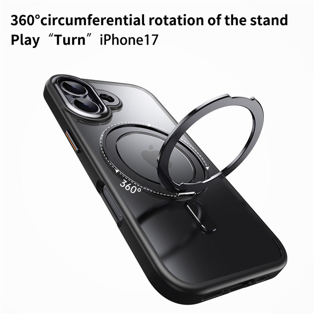 For iPhone 17 Case Compatible with MagSafe TPU+Acrylic+Metal Kickstand Matte Phone Cover