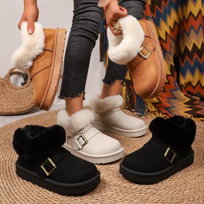 Snow Boots Women's Fur Integrated Winter New Fashion Short Tube Fleece Thickened Lazy Pedal