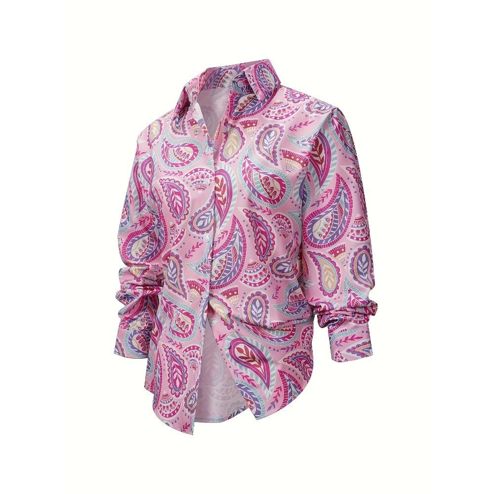 Elegant Women's Long Sleeve Paisley Shirt