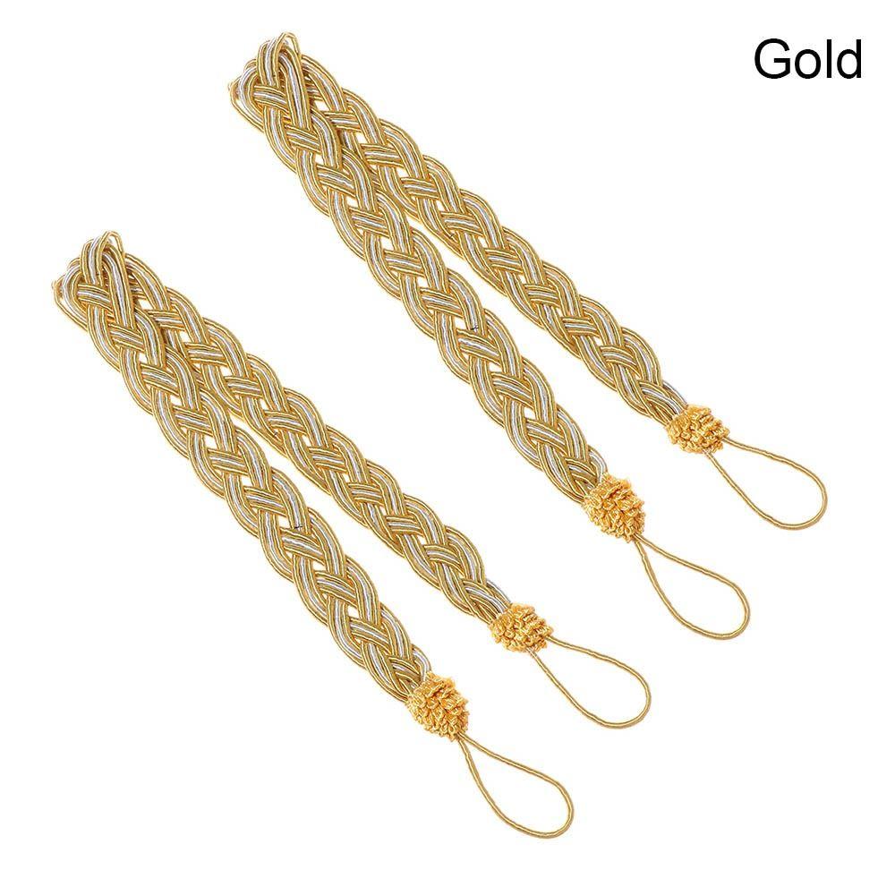 2Pcs/se Simple Curtain Buckle Straps Satin Rope Braided Curtain Tiebacks Practical Home Decor
