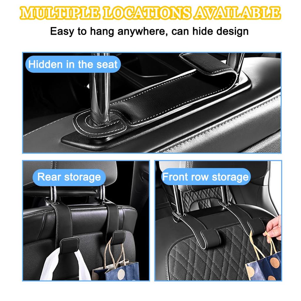 Multi-Functional Hook Car Seat Headrest Hook Auto Back Seat Organizer Hanger Handbag Clothes Bracket Car Seat PU Leather Hook