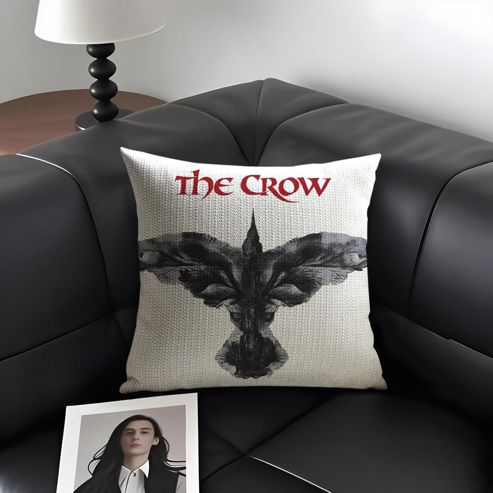 T-The C-Crow Movie Cushion Cover Natural Linen Organic Fabric Double-Sided Printing Sofa Home Decor Gift Pillow Case